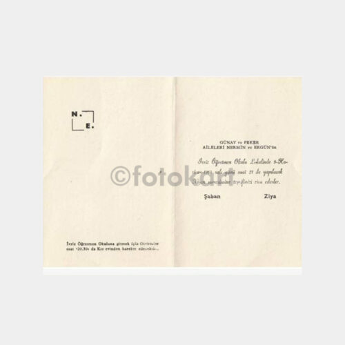 1963 Konya İvriz Öğretmen Okulu Davetiyesi