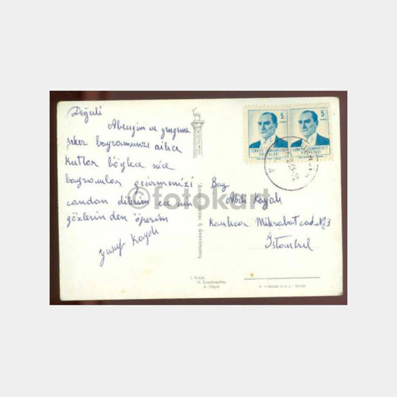 1963 Bornova Posta Damgalı Rodos Kartpostal - Görsel 2