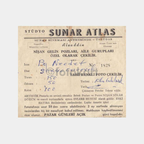 1960 Üsküdar Stüdyo - Foto Atlas Sunar Formu
