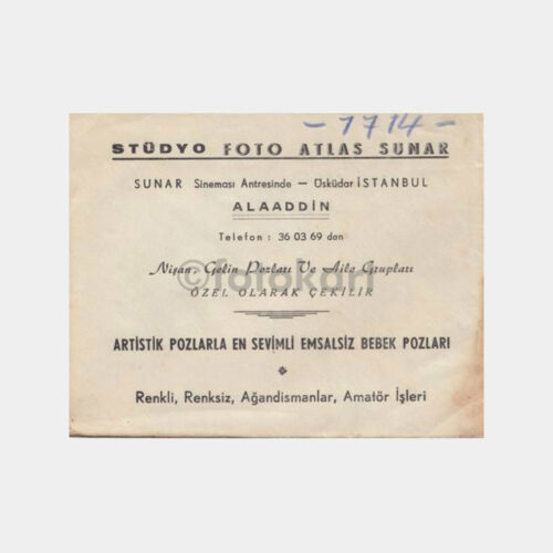 1960 Üsküdar Stüdyo - Foto Atlas Sunar Zarfı