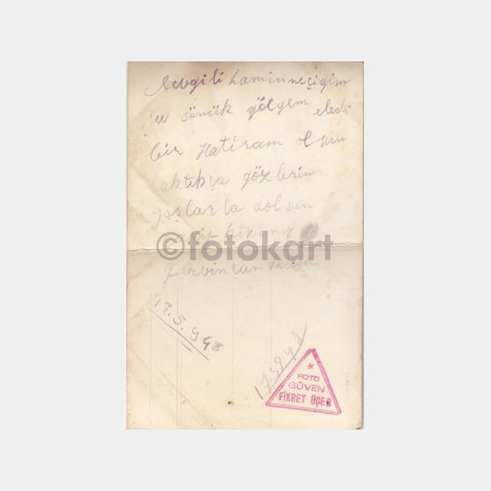 1948 Güven Stüdyo -Arka Plan- Ana Kız Konulu Fotoğraf - Görsel 2