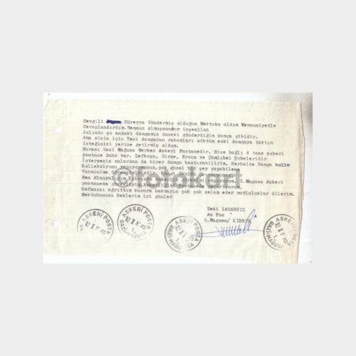 Kıbrıs Türk Magosa Askeri Posta Damgası Yazısı