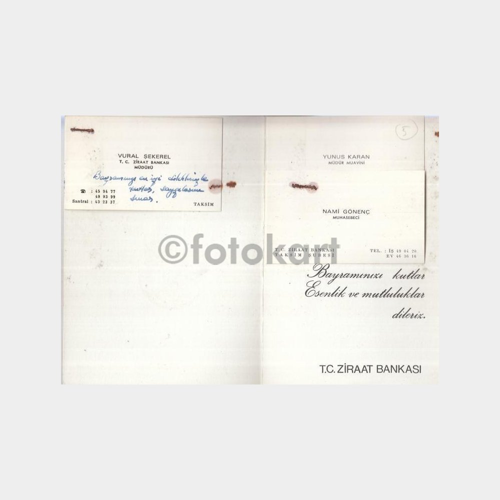 1965 Ziraat Bankası Tebrik Kartı