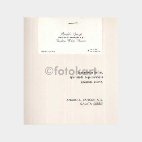 1968 Anadolu Bankası Tebrik Kartı