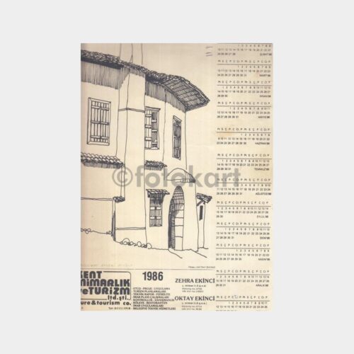 1986 Muğla Bodrum -Mimar Oktay Ekinci- Duvar Takvimi
