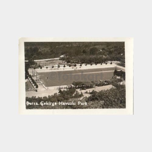 1940 Bursa Çekirge Havuzlu Park Tebrik Fotoğraf