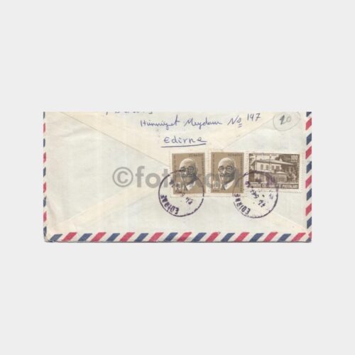 1964 Edirne Posta Damgalı Uçak Zarfı