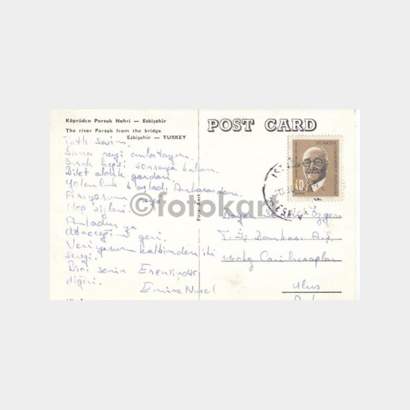 1963 Eskişehir Porsuk Konulu Nadir Kartpostal - Görsel 2