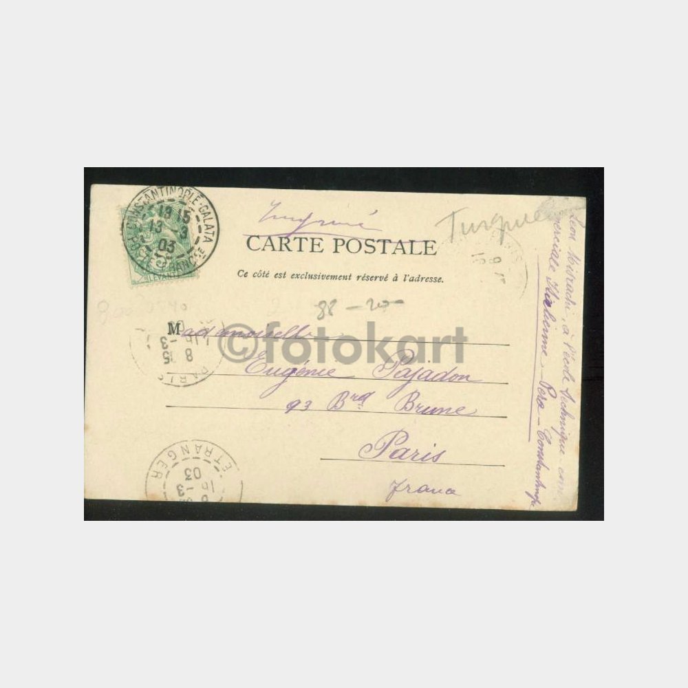 1903 İstanbul Fransa Binası Beyoğlu Kartı - Görsel 2