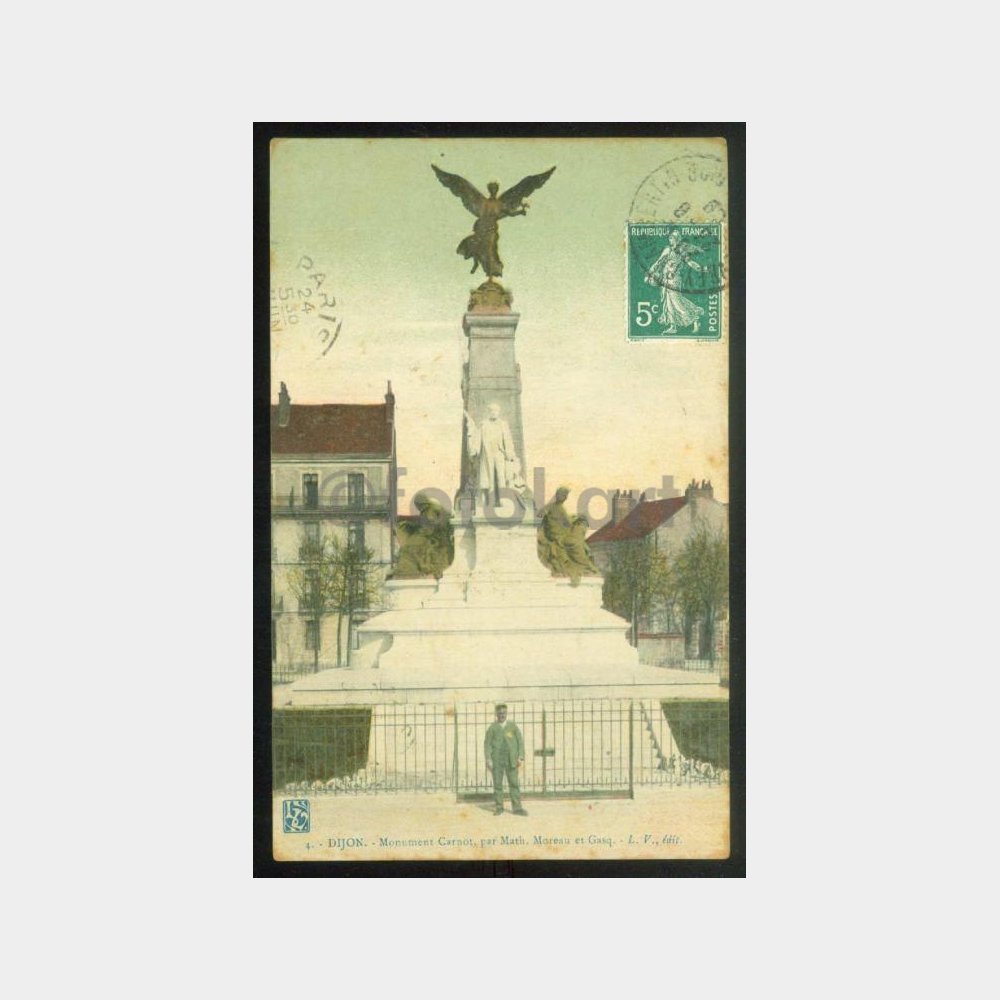 1910 Fransa Dijon Kartı - İstanbul Varış Damgalı
