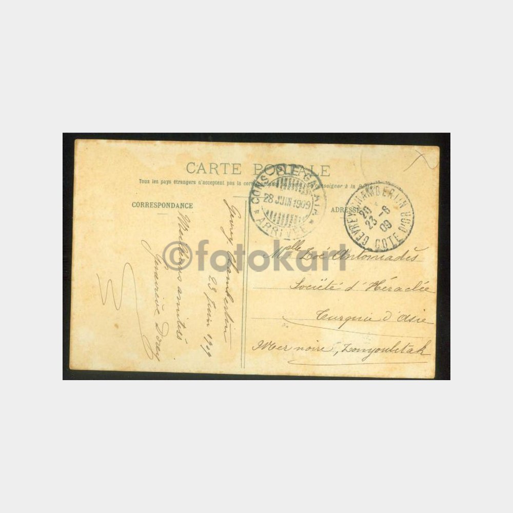1910 Fransa Dijon Kartı - İstanbul Varış Damgalı - Görsel 2