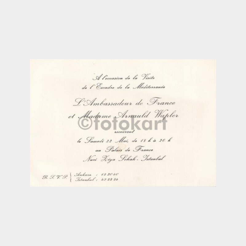1969 Fransa Konsolosluk Davetiyesi