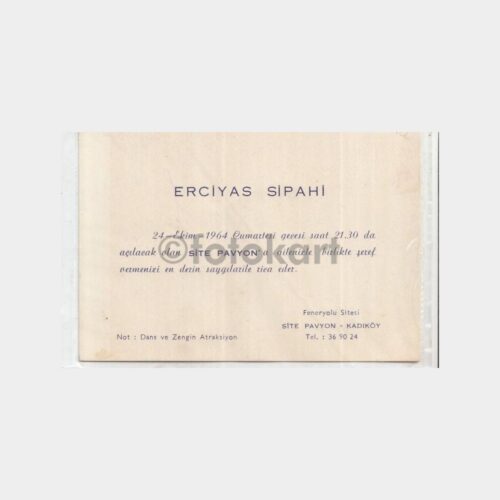 1964 Kadıköy Feneryolu Eğlence Yeri Davetiyesi