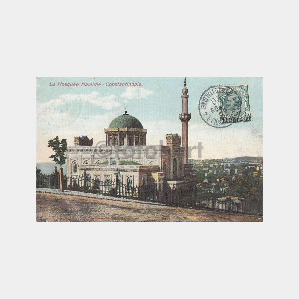 1909 Yıldız Camii İtalya Levant Posta Damgalı Kartpostal
