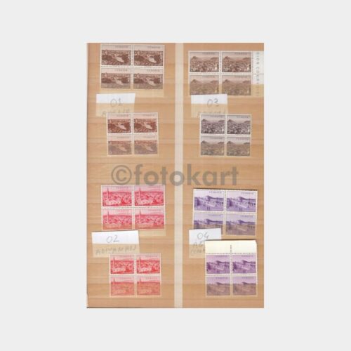 1958-1960 Şehir Pulları Dörtlü Blok Koleksiyonu (Defterinde)