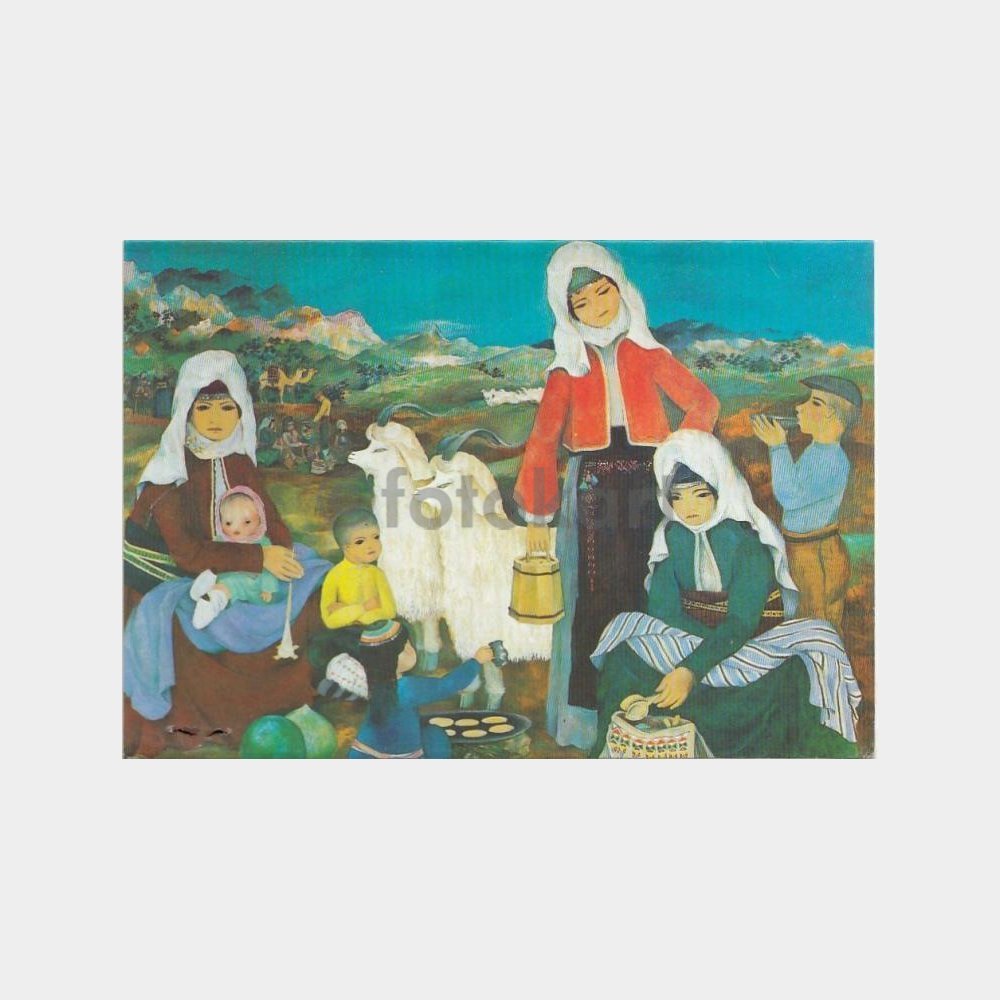 1978 Ressam Turgut Zaim -Akbank Baskı- Yörükler Tebrik Kartı