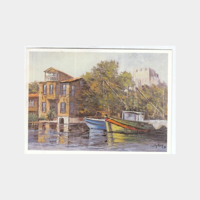 Ressam F. Oktay Aksoy Tablosu - Anadoluhisarı Kartpostal