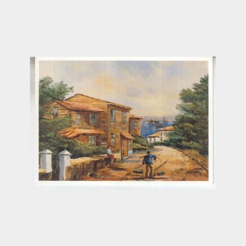 Ressam F. Oktay Aksoy Tablosu - Beylerbeyi Kartpostal