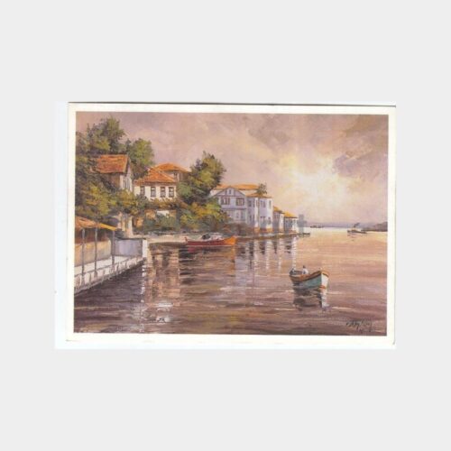 Ressam F. Oktay Aksoy Tablosu - Çengelköy Kartpostal