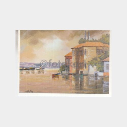 Ressam F. Oktay Aksoy Tablosu - Beylerbeyi Kartpostal