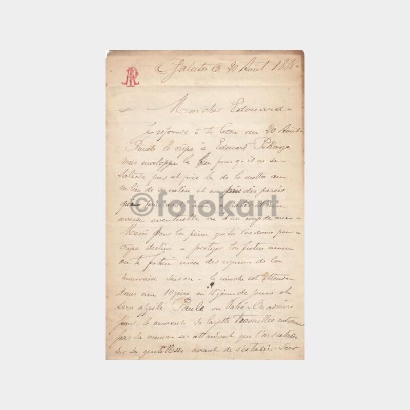 1888 Tarihli İstanbul Başlıklı Fransızca Mektup