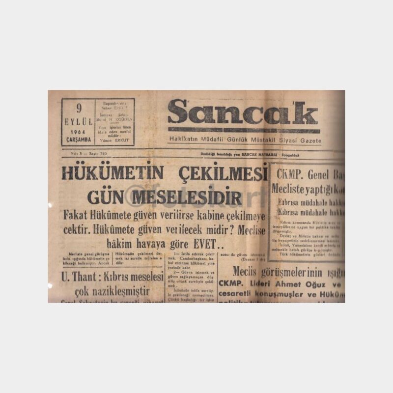 1964 Zonguldak Sancak Gazetesi - 09 Eylül