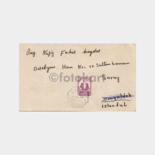 1954 Zonguldak Kilimli Çarşı Sekizgen Damgalı Zarf