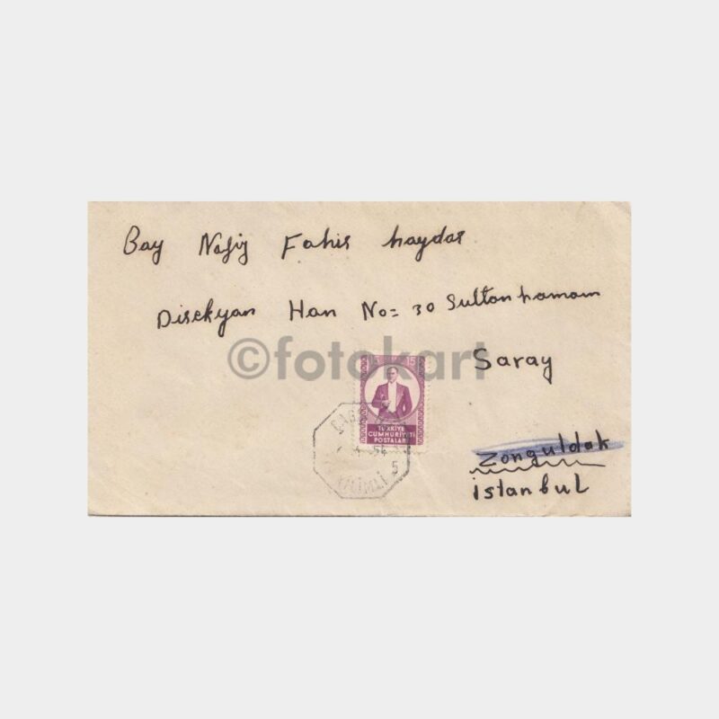 1954 Zonguldak Kilimli Çarşı Sekizgen Damgalı Zarf