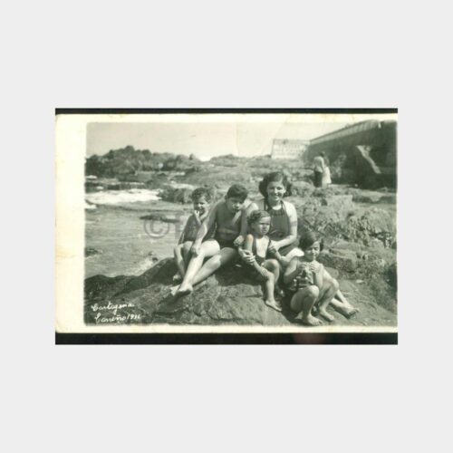 1936 İspanya Cartegena Sahil Plaj Aile Fotoğraf