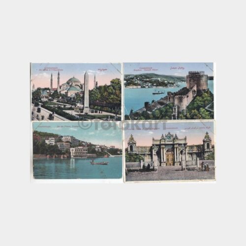 1915 İstanbul Alman Deniz Orduları Posta Damgalı 4 Kart