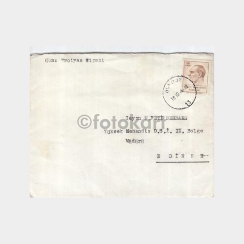 1966 Burdur Posta Damgalı Ata Pullu Zarf