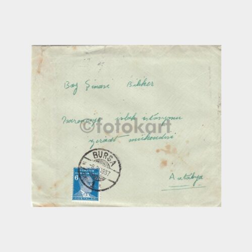 1937 Bursa Posta Damgalı Zarf