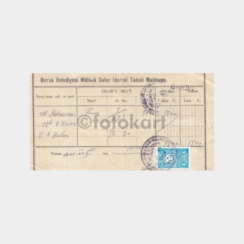 1943 Bursa Belediyesi Vergi Makbuzu