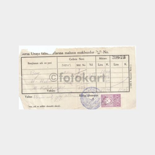 1938 Bursa Belediyesi Vergi Makbuzu