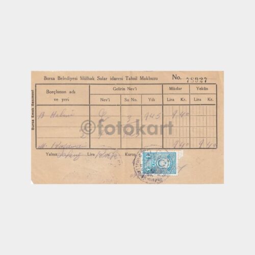 1945 Bursa Belediyesi Vergi Makbuzu
