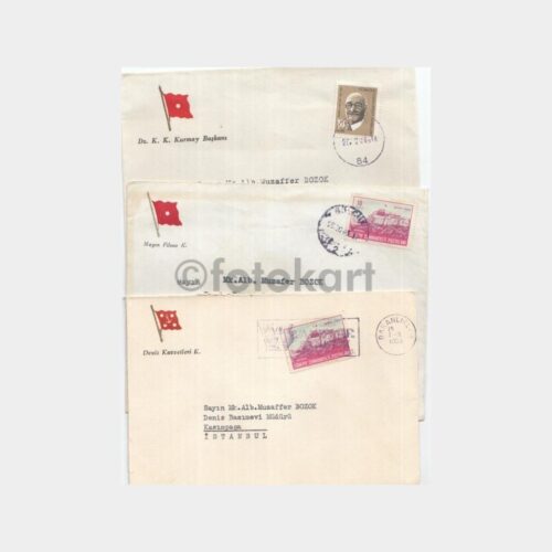 Deniz Kuvvetleri Antetli Posta Damgalı 3 Adet Zarf