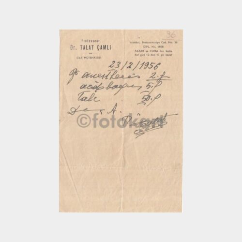 1956 Nuruosmaniye Dr. Talat Çamlı Reçetesi