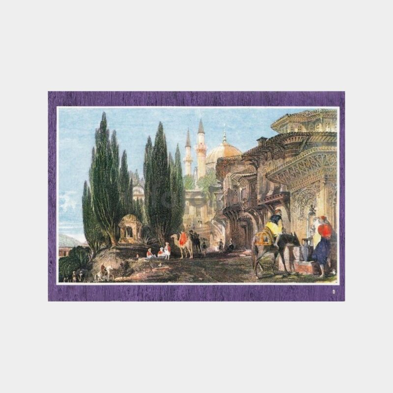 Bursa Emir Sultan Camii Gravür Baskı Tebrik Kartı