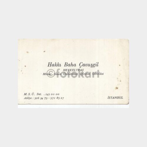 Heykeltıraş Hakkı Baha Çavuşgil Kartvizit