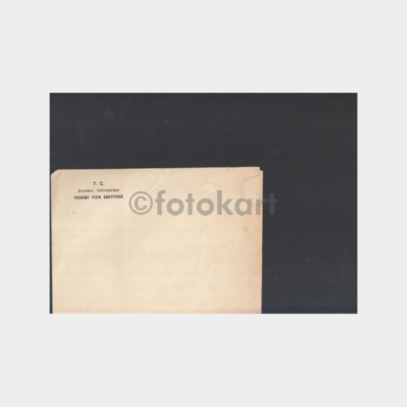 1942 İstanbul Üniversitesi Fiziki Tecrübe Enstitüsü Antetli Kağıdı