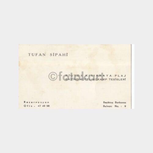 1960 Kilyos Kısırkaya Plajı Tanıtım Kartvizit