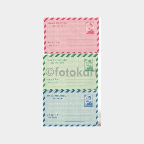 Uçakla Aerogramme -3 Adet Farklı Renkli- Hava Mektubu