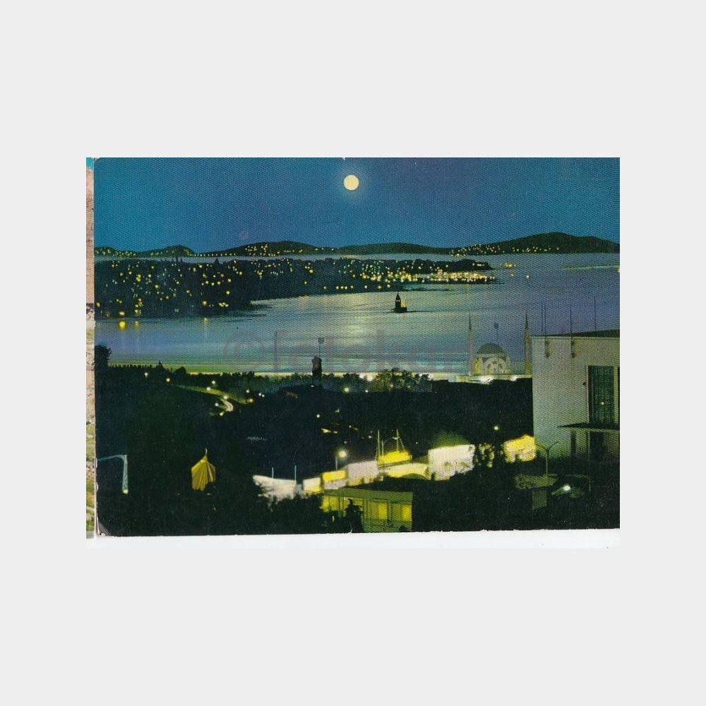 1965 Boğaziçi Marmara Gece Görünüş -Turhal Posta Damgalı- Kartpostal
