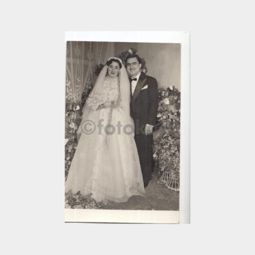 1960 İzmir Foto Gagin Stüdyo Gelin Damat Fotoğraf