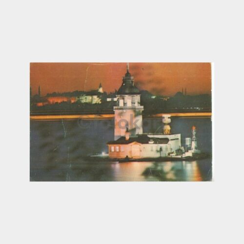 1980 Kız Kulesi Gece Görünüşü Kartpostal