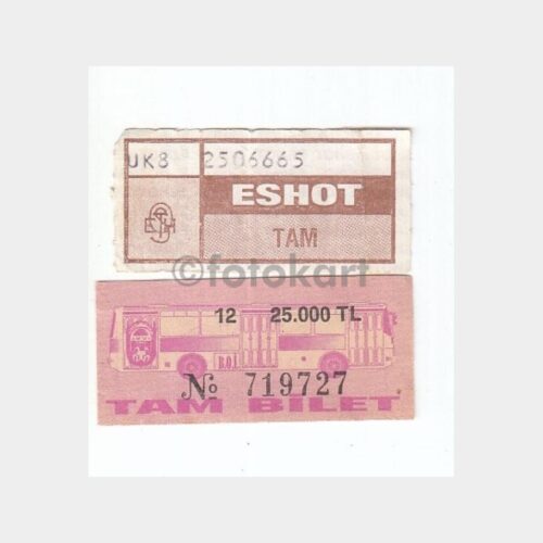 1975 Toplu Taşıma Otobüs 2 Adet Kağıt Bilet
