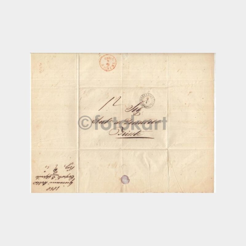 1858 İstanbul'dan Trieste'ye Gönderilmiş Prefilatelik Nadir Zarf