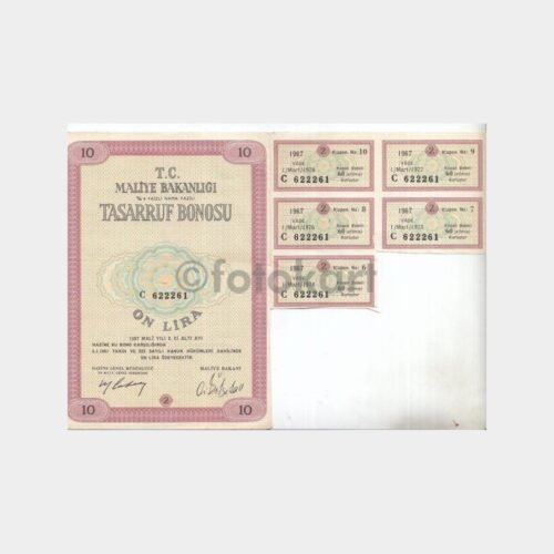 1967 Tasarruf Bonosu (C-622261 Nolu 10 TL'lik)