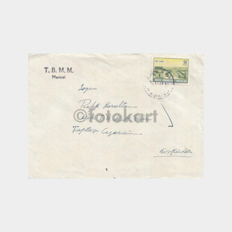 1961 Koraltan Adresli TBMM Damgalı Zarf