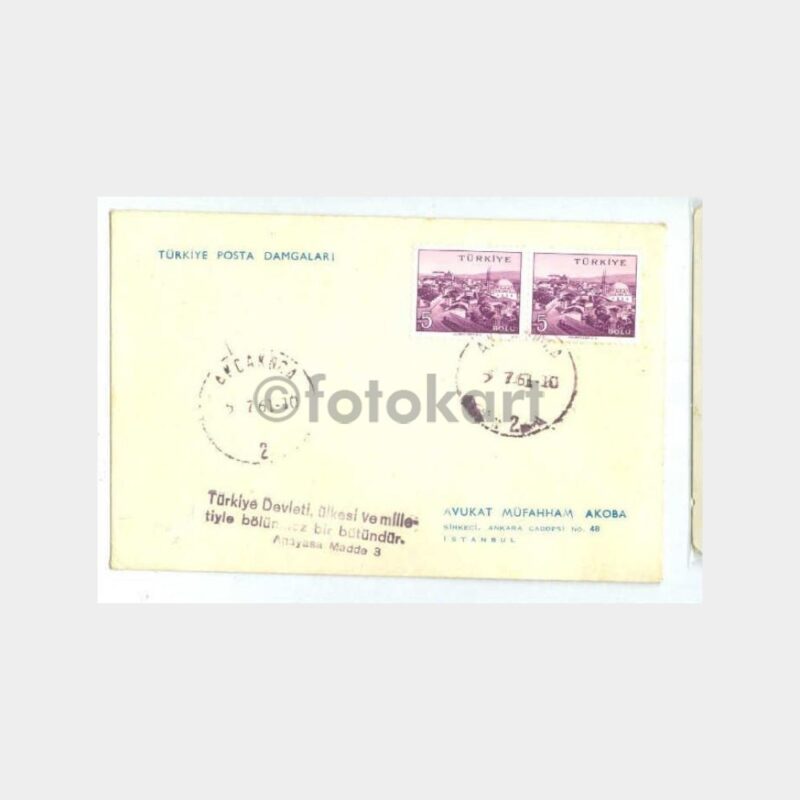 1961 Akçakoca - Zarf Üzeri Özel Damga